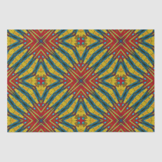 Kleurrijke Abstracte Hippie Rood Geel Blauw Etnisc Tissuepapier (Voorkant)