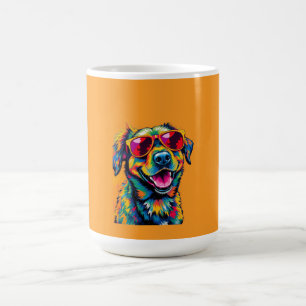 Kleurrijke Abstracte Hond met Zonnebril Koffiemok