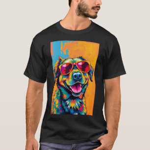 Kleurrijke Abstracte Hond met Zonnebril T-shirt