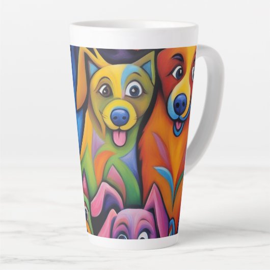 Kleurrijke abstracte honden latte mok (Rechterhoek)