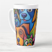 Kleurrijke abstracte honden latte mok (Linkerhoek)