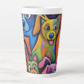 Kleurrijke abstracte honden latte mok (Voorkant)