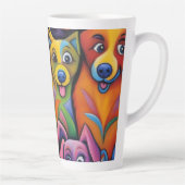 Kleurrijke abstracte honden latte mok (Rechts)