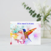 Kleurrijke Abstracte Hummingbird Change of Address Briefkaart (Staand voorkant)