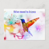 Kleurrijke Abstracte Hummingbird Change of Address Briefkaart (Voorkant)
