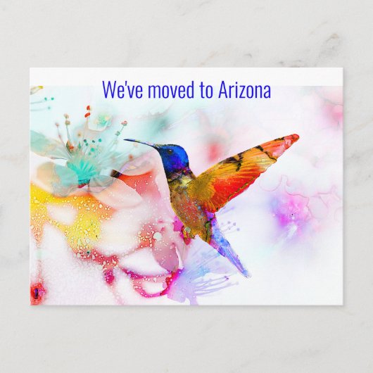 Kleurrijke Abstracte Hummingbird Change of Address Briefkaart (Voorkant)