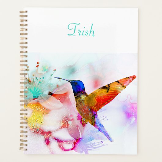 Kleurrijke Abstracte Hummingbird Gepersonaliseerd Planner (Voorkant)