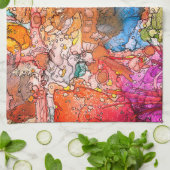 Kleurrijke Abstracte Illustratie Keuken Handdoek (Gevouwen)
