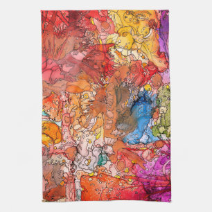 Kleurrijke Abstracte Illustratie Keuken Handdoek