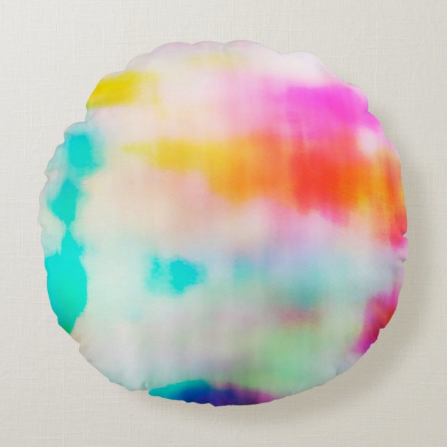  kleurrijke abstracte illustratieachtergrond. rond kussen (Voorkant)