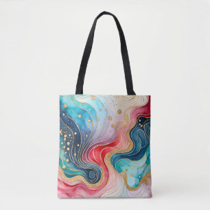 Kleurrijke Abstracte Ink Art Canvas tas