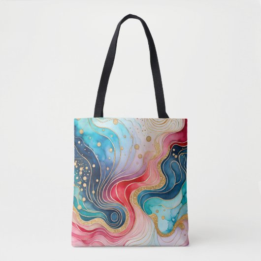 Kleurrijke Abstracte Ink Art Canvas tas (Voorkant)