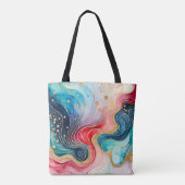 Kleurrijke Abstracte Ink Art Canvas tas (Achterkant)