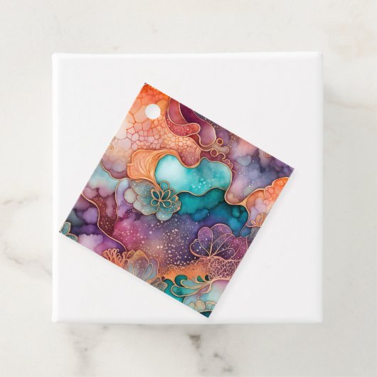 Kleurrijke Abstracte Ink Art Gift Labels (In situ)