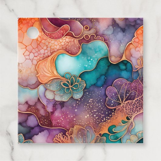 Kleurrijke Abstracte Ink Art Gift Labels (Voorkant)