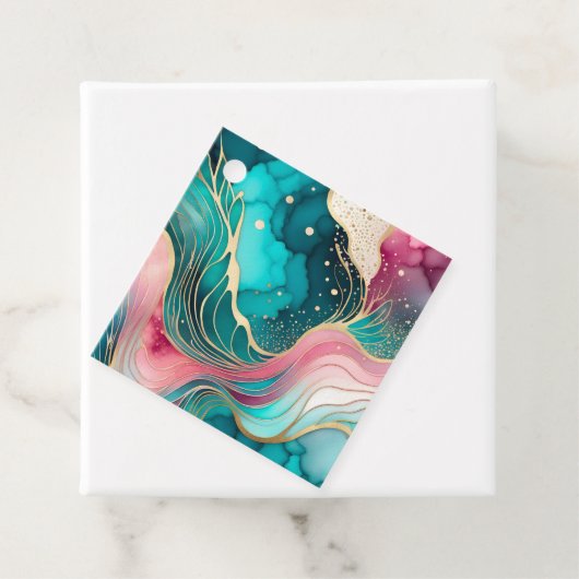 Kleurrijke Abstracte Ink Art Gift Labels (In situ)