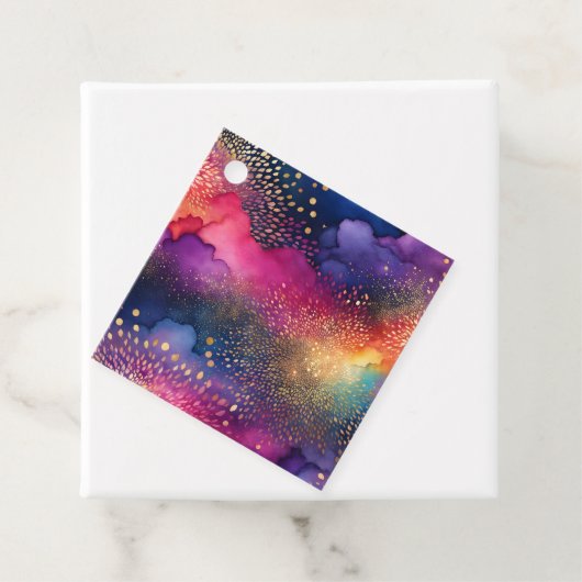 Kleurrijke Abstracte Ink Art Gift Labels (In situ)