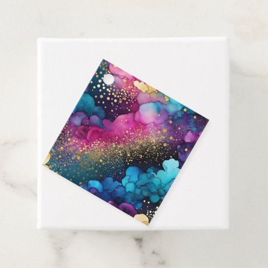 Kleurrijke Abstracte Ink Art Gift Labels (In situ)