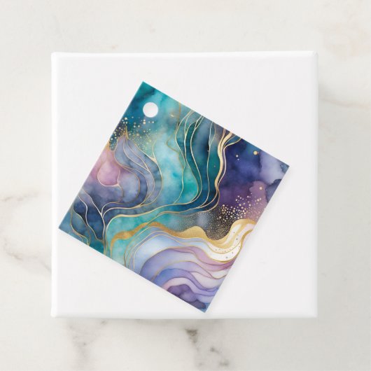 Kleurrijke Abstracte Ink Art Gift Labels (In situ)