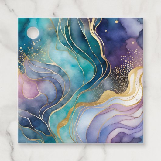 Kleurrijke Abstracte Ink Art Gift Labels (Voorkant)