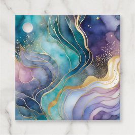 Kleurrijke Abstracte Inkt Kunst Cadeaublaadjes Bedankjes Labels