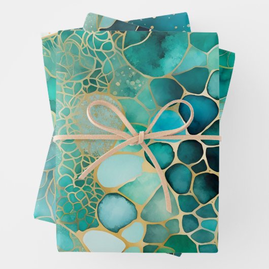 Kleurrijke Abstracte Inktkunst Verpakkende Documen Inpakpapier Vel (In situ)