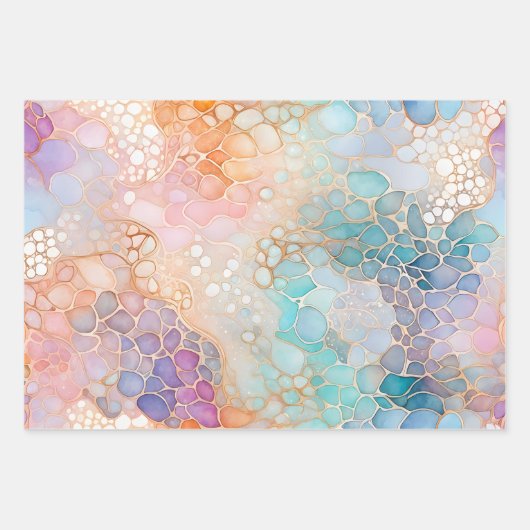 Kleurrijke Abstracte Inktkunst Verpakkende Documen Inpakpapier Vel (Voorkant 3)