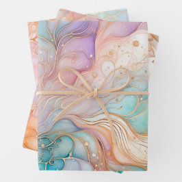 Kleurrijke Abstracte Inktkunst Verpakkende Documen Inpakpapier Vel