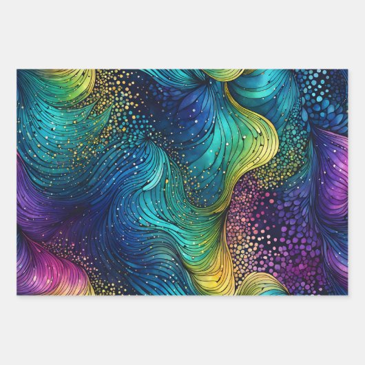 Kleurrijke Abstracte Inktkunst Verpakkende Documen Inpakpapier Vel (Voorkant 3)