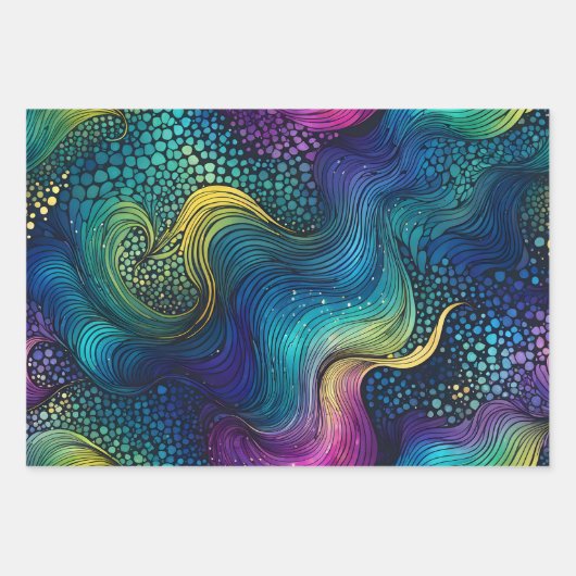 Kleurrijke Abstracte Inktkunst Verpakkende Documen Inpakpapier Vel (Voorkant 2)