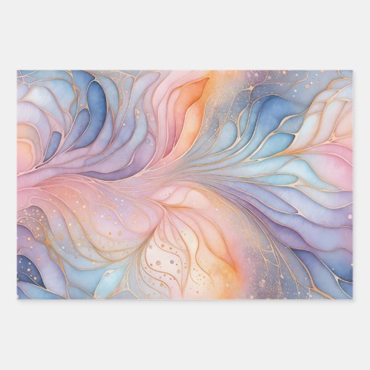 Kleurrijke Abstracte Inktkunst Verpakkende Documen Inpakpapier Vel (Voorkant)