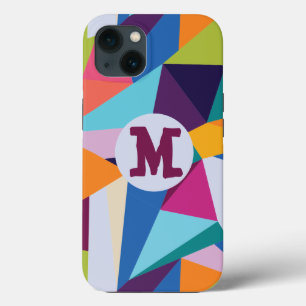 Kleurrijke Abstracte iPhone-draagtas met Initiaal Case-Mate iPhone Case