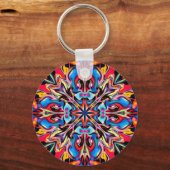 Kleurrijke Abstracte Kaleidoscope Metalen Sleutelh Sleutelhanger (Voorkant)