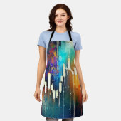 Kleurrijke abstracte kandelaar grafiek schilderen schort (Gedragen)