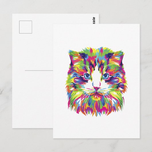 Kleurrijke abstracte kat briefkaart (Voorkant / Achterkant)