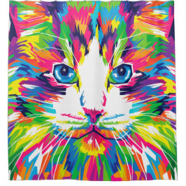 Kleurrijke abstracte kat douchegordijn