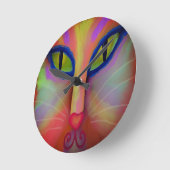 Kleurrijke Abstracte Kat Gezicht Schilderen Ronde Klok (Hoek)