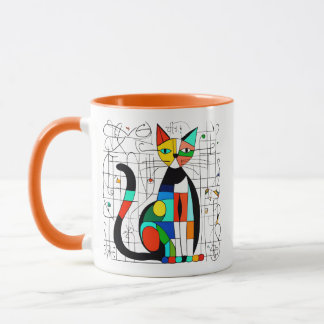 Kleurrijke Abstracte Kat Kunst Cubistische Cubisme Mok