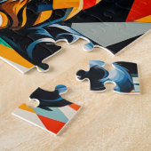 Kleurrijke Abstracte Kat Kunst Legpuzzel (Zijkant)