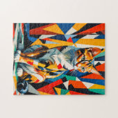 Kleurrijke Abstracte Kat Kunst Legpuzzel (Horizontaal)