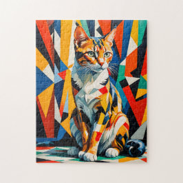 Kleurrijke Abstracte Kat Kunst Legpuzzel