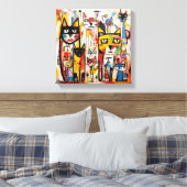 Kleurrijke Abstracte Kat Nieuwe Kunst Canvas Afdruk (Insitu (Slaapkamer))
