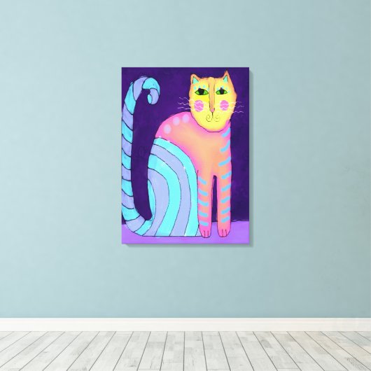 Kleurrijke Abstracte kat schilderen Canvas Afdruk (Insitu (Houten vloer))