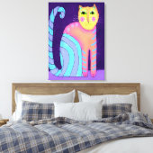 Kleurrijke Abstracte kat schilderen Canvas Afdruk (Insitu (Slaapkamer))
