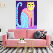 Kleurrijke Abstracte kat schilderen Canvas Afdruk (Insitu (Woonkamer))