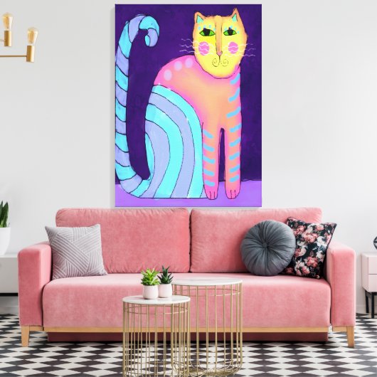 Kleurrijke Abstracte kat schilderen Canvas Afdruk (Insitu (Woonkamer))