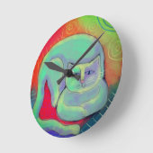Kleurrijke Abstracte kat schilderen Ronde Klok (Hoek)