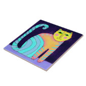 Kleurrijke Abstracte kat schilderen Tegeltje (Zijkant)