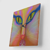 Kleurrijke Abstracte kat-vlakte  voor schilderen Vierkante Klok (Hoek)