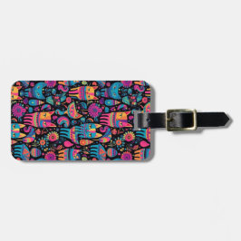 Kleurrijke Abstracte katten Bagagelabel
